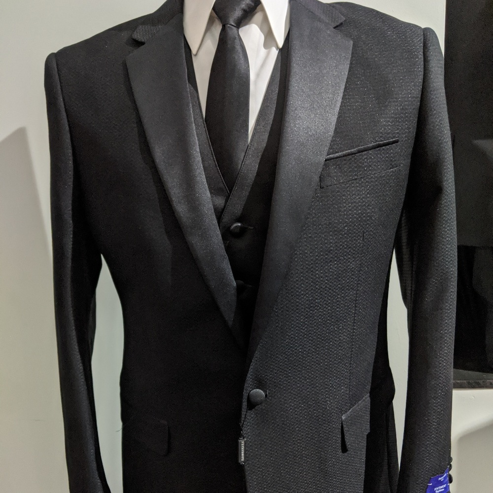 Black Textured 3pc Suit